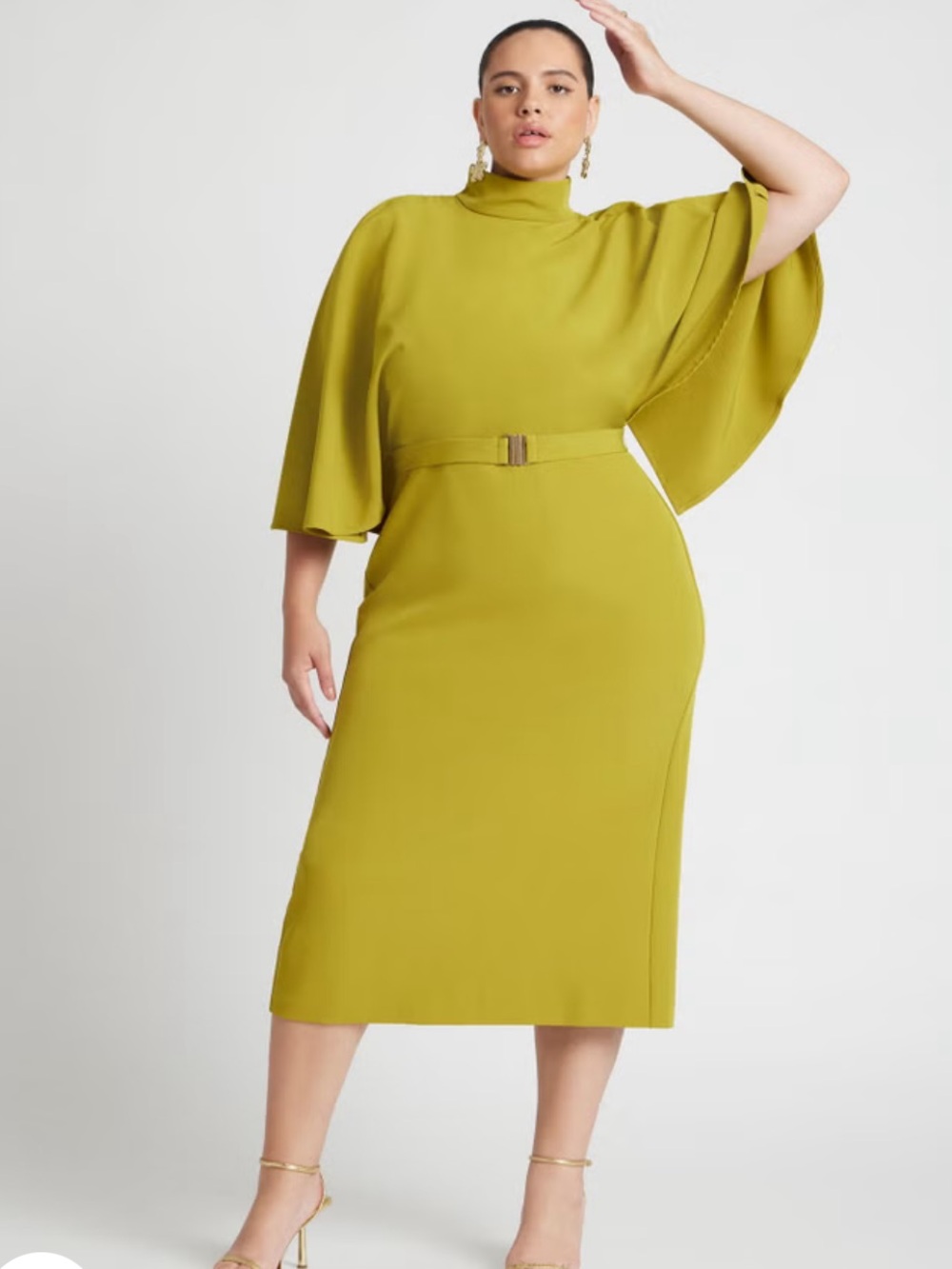 NEW Eloquii Cape Sleeve Belted Midi Dress